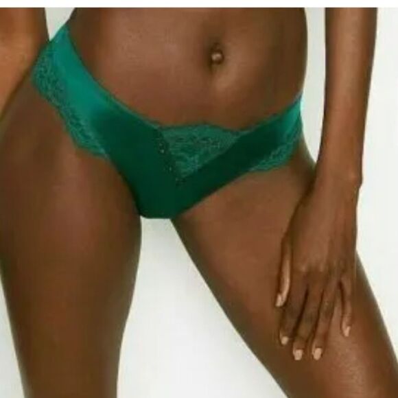 Victorias Secret Very Sexy Satin Micro Lace Crystals detail thong panty Cypress - Picture 2 of 9